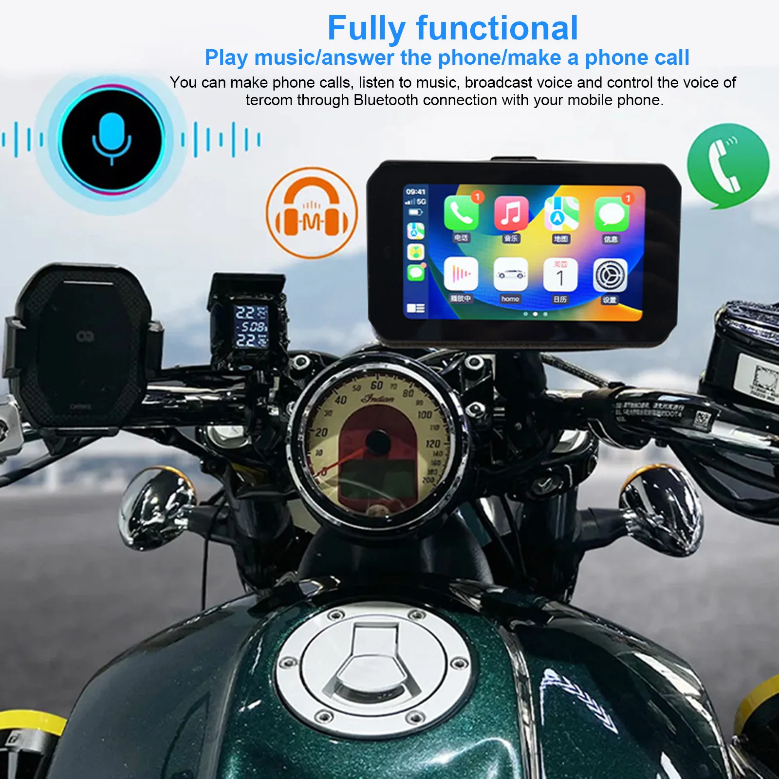 

5 Inch Motorcycle GPS Portable Motorcycle Special Navigator IPX7 Waterproof Moto Navigation Carplay Android Auto With 2 Cameras