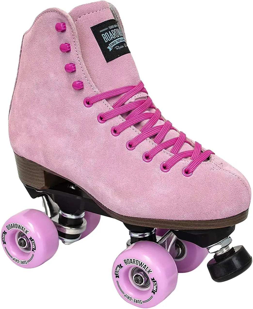 Boardwalk Unisex Outdoor Roller Skates - Retro Boots with Suede Leather & Rubber - ABEC 3 Bearings, Aluminum Trucks &