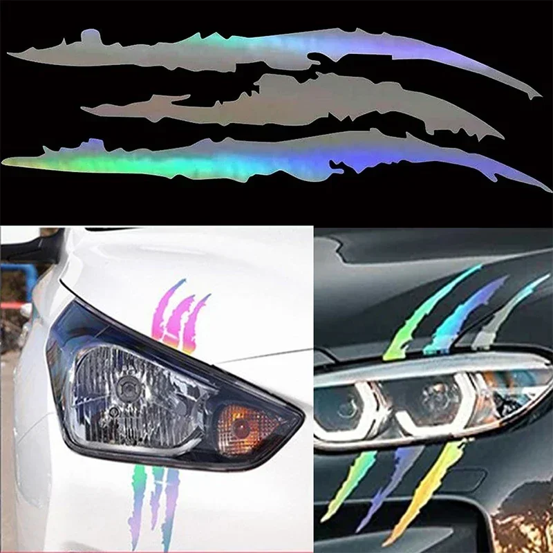 

Motorcycle Car Sticker Universal Monster Claw Scratched Stripe Decal Marker Reflective Waterproof Moto Decoration Accessories