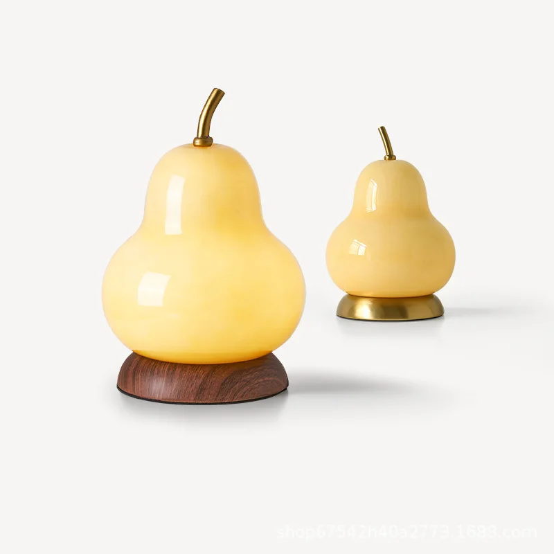

Pear table lamp French cream antique bedroom bedside lamp portable touch charging atmosphere high-end night light