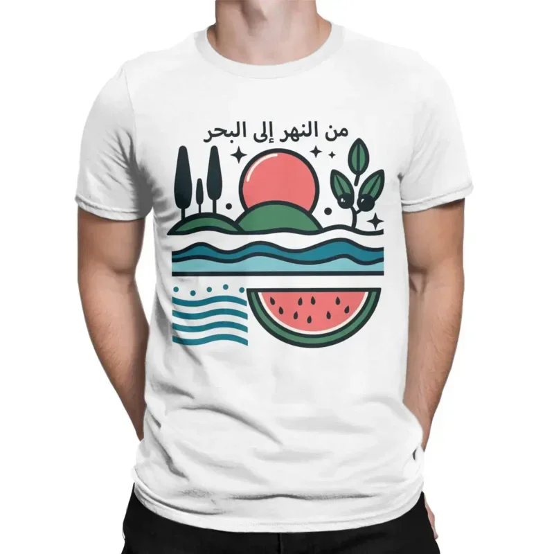 Adult T-Shirts Men's Watermelon Olives manga man Palestinian T Shirts 100% Cotton Clothes Vintage Short Sleeve O Neck Tee Shirt