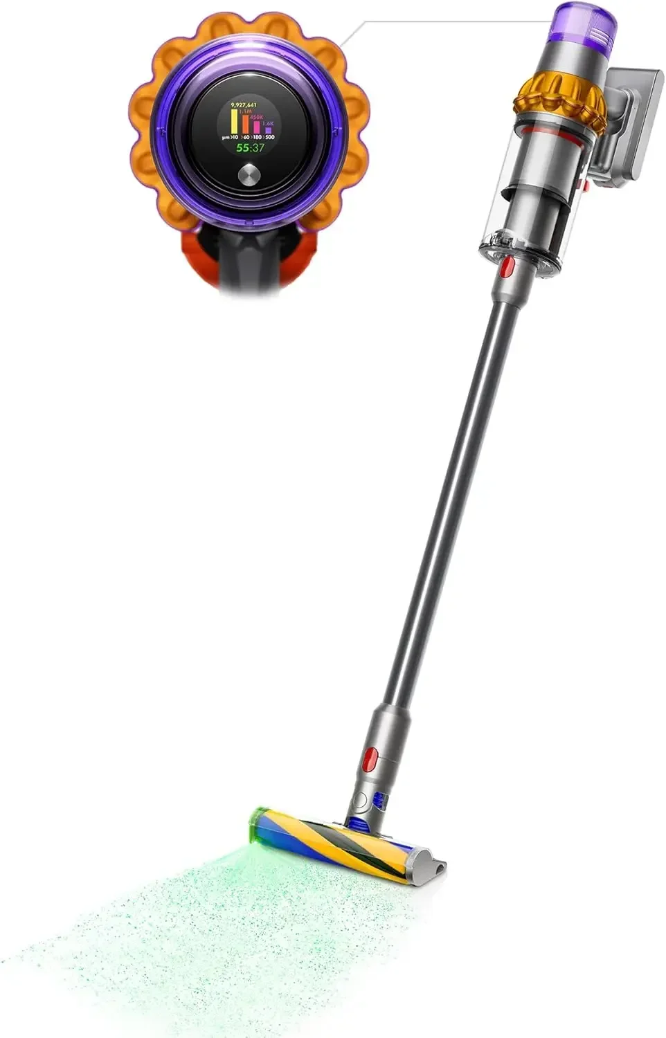 

Dyson V15 Detect Cordless Vacuum Cleaner, Multicolor, 10.5"L x 9.8"W x 49.6"H