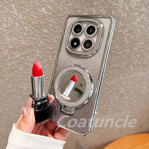 Suporte magnético magsafe capa à prova de choque para xiaomi 14t poco c75 m6 x7 x6 redmi note 14 13 11 12 10 a3 pro glitter diamante capa