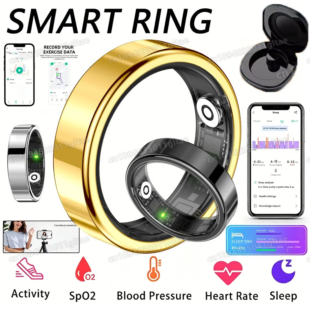 

R10 Smart Ring with Charging Case for Men Women, Health and Sleep Monitor, 5ATM Waterproof, Multi-sport Mode, Smartring 2026 New