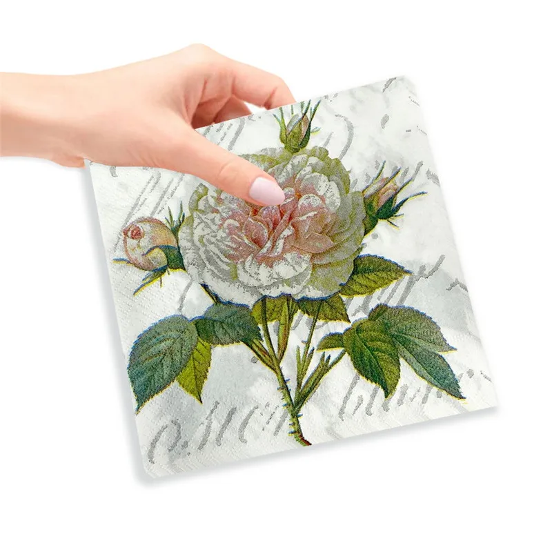 20 Stück/Packung Blumenbedruckte Einweg-Papierservietten Dekoration Hochzeit Party 2-lagige Quadratische Dinner-Servietten – Detail 5