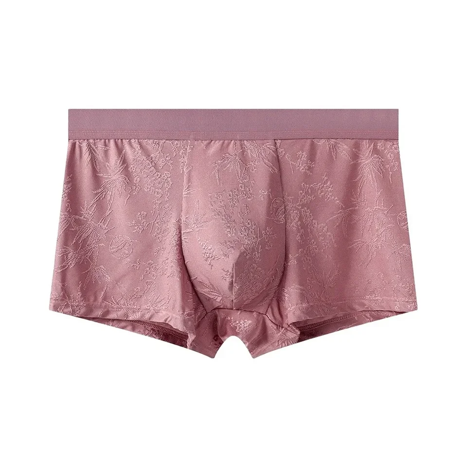 1pc Men's Breathable Underwear Seamless Boxer Shorts Middle Waist L-3XL Large Size Solid Color Panties Comfortable Home Wear