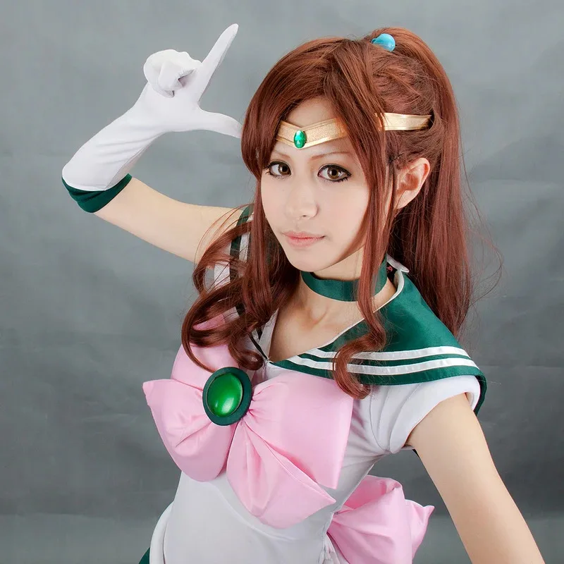 

qa156MMGG аниме Makoto Kino Sailor Jupiter косплей костюм платье перчатки банты веревка для волос повязка на голову для детей и взрослых больших размеров