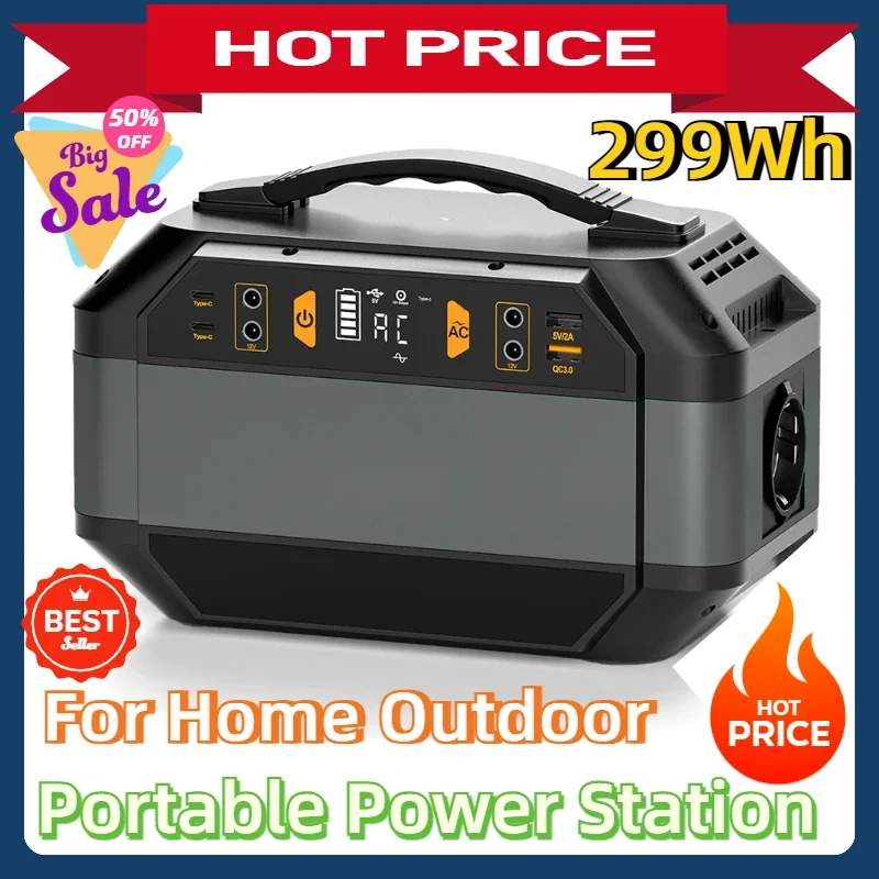 

299Wh 330W AC Outlets Lithium Ion Battery Backup Power For Home Outdoor Portable Power Station Camping Solar Generator