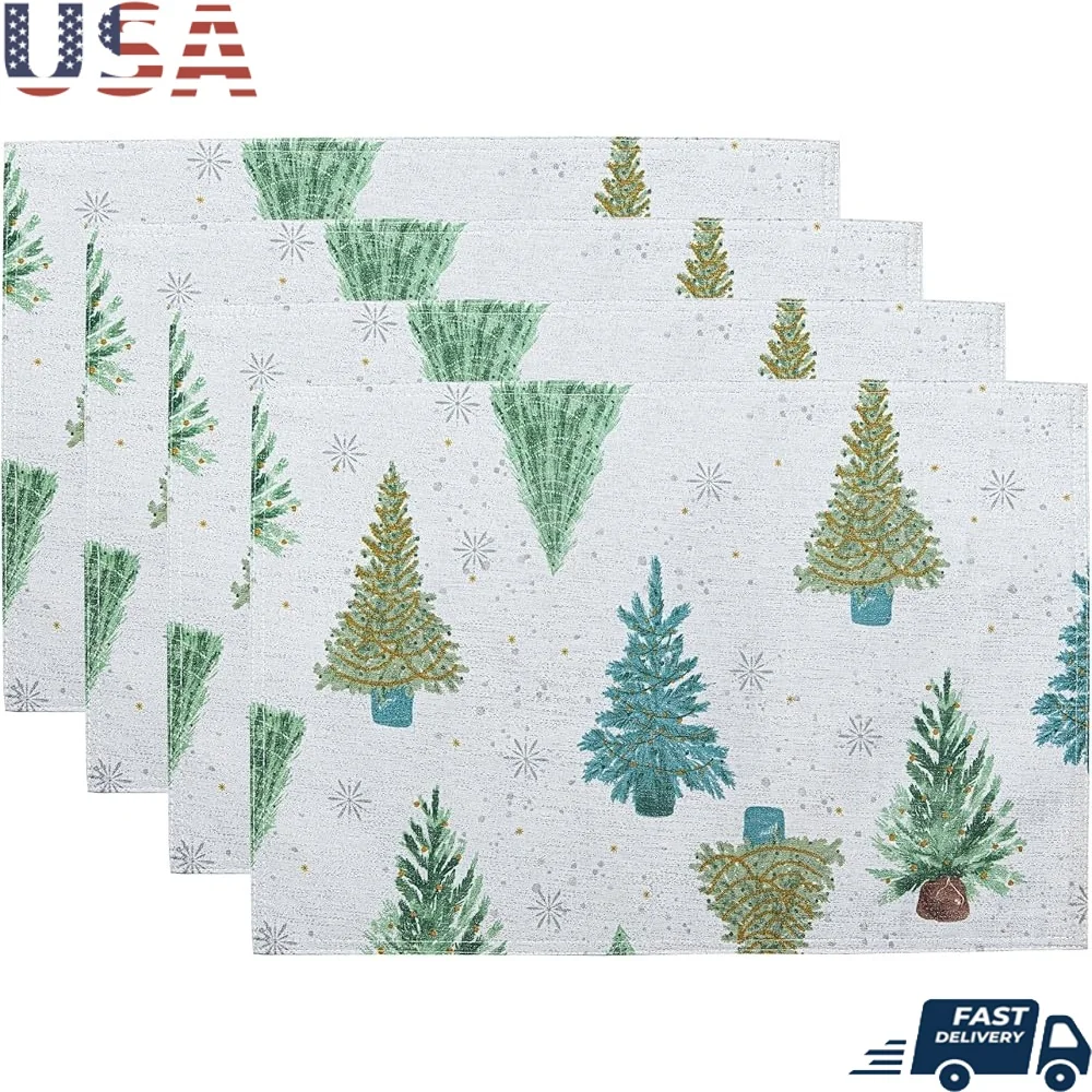 

Ослепительные салфетки для рождественской елки, набор из 4 прочных люрексовых салфеток 13x19. Идеальные праздничные вечеринки. Семейные собрания. Легкий уход.