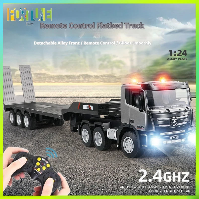 

619 Remote Control Flatbed Truck 1:24 Semi-Trailer Tractor Remote Control Engineering Truck Nine Channel Remote Control Toy