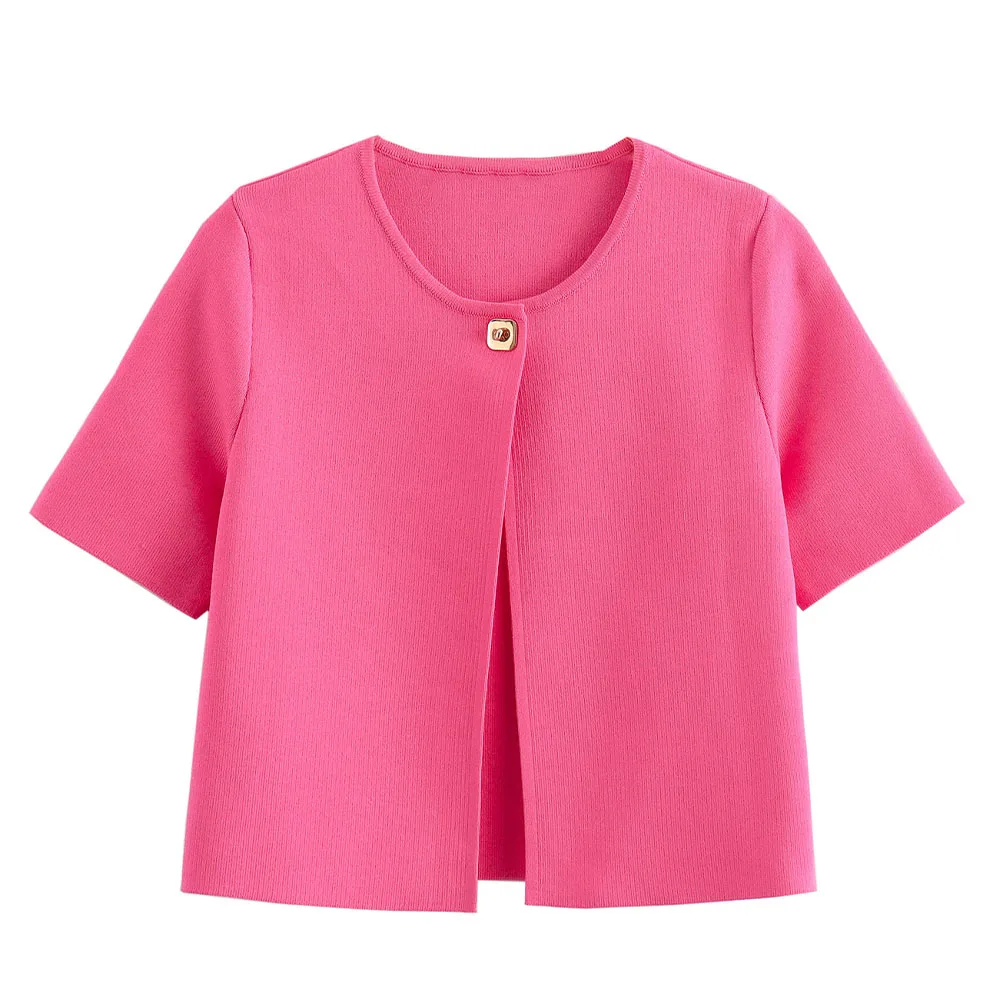 2024 Letnia nowa moda damska Casual European and American Style Design Sense Flat Needle Short Top