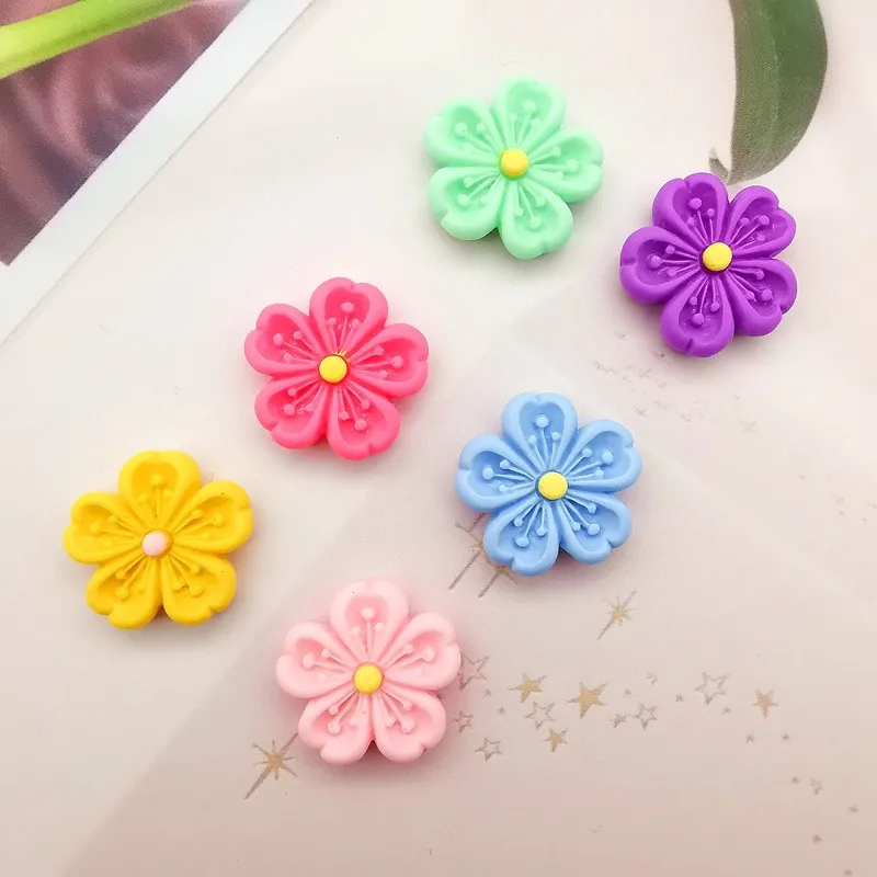 10Pcs Kawaii Cartoon Peach Blossom Resin DIY Shoes Hat Icebox Barrette Mobile Phone Case Scrapbook Cream Glue Flat Back Resin