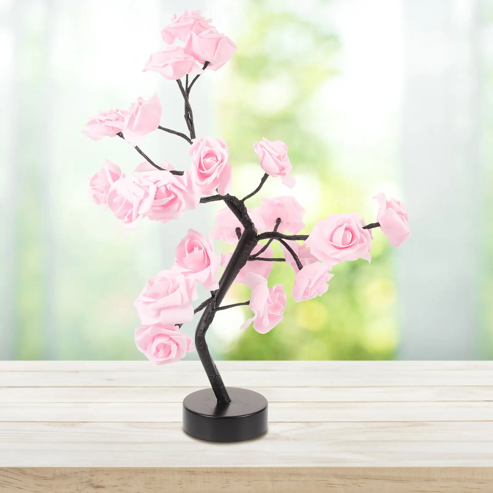 

Rose Tree Lamp LED Light Up Tree Flower Desk Lamp Romantic Bedroom Table Decoration Light Up Trees Decor Indoor