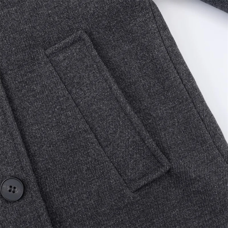 Damesjas 2025, herfst en winter, nieuwe stijl, grijze lange mouwen, riem, enkele rij knopen, opstaande kraag, losse jas, modieus