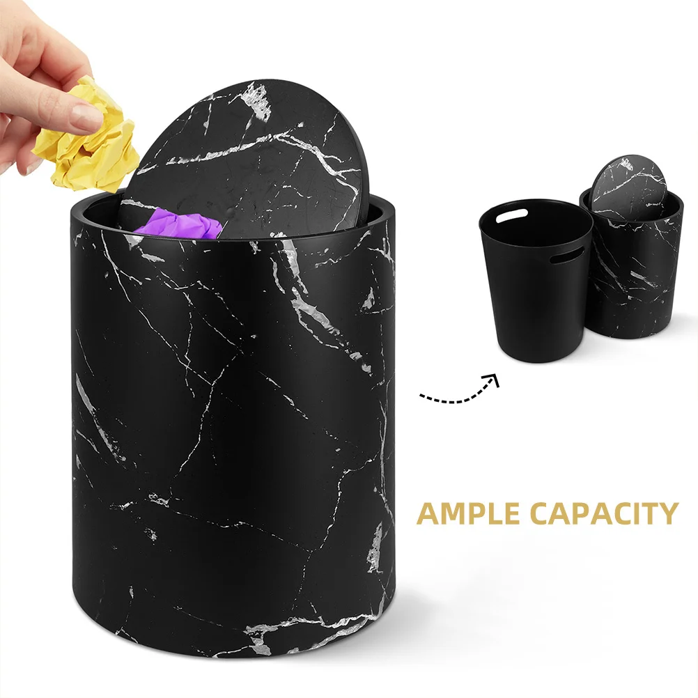 

Marble Pattern Bathroom Trash Bin Plastic Large Capacity Household Garbage Can Kitchen Waste Container Decorative