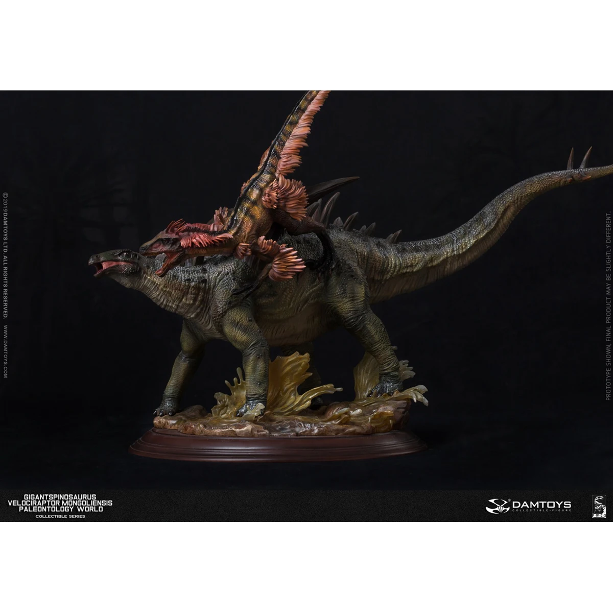 

HIPLAY DAMTOYS Museum Series Gigantspinosaurus and Inner Mongolia Velociraptor B Green Art Statue