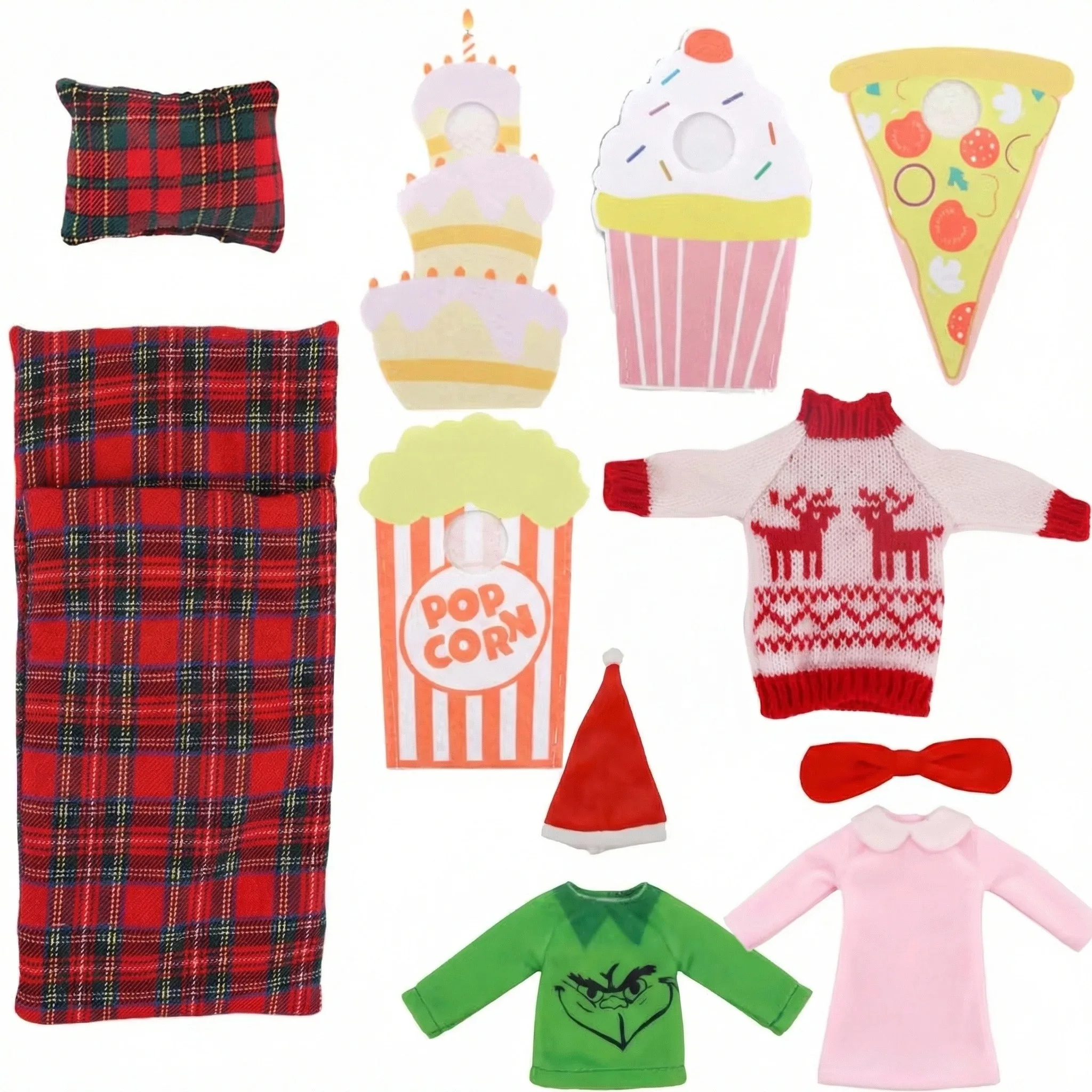 인형 액세서리 부직포 피자 패턴 침낭 베개 30CM 인형 및 스피릿 인형 옷을위한 새로운 스웨터, 축제 선물 소녀 장난감