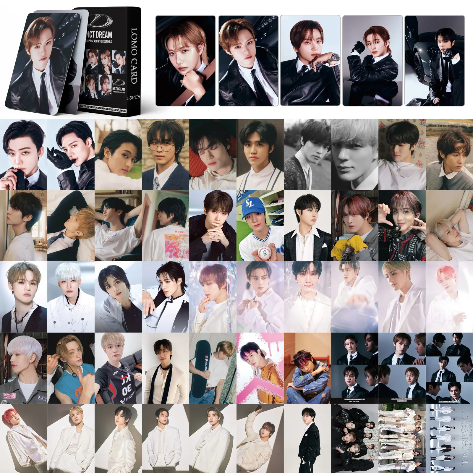 55pcs/Set Kpop Boy Group 2025 Season Greetings Lomo Cards DREAM SCAPE HD Photo Cards for Student Fan Collector Card