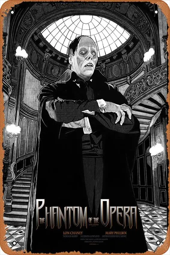 The Phantom of the Opera Film Poster Retro Tin Sign,Movie Television Poster Art Classic Gift Musical Karaoke Man Cave Bars  sign