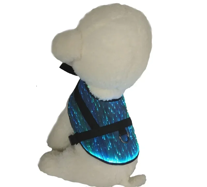 Wholesale LED Dog Collar Harness Clothes LED Optic Fiber Light Up Dog Vest