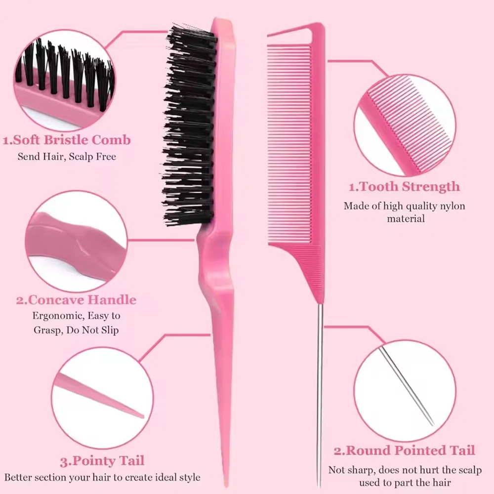 Comb Set Hair Styling Special Pointy Tail Beating Double Headed Brush Eyebrow Long Barber Makeup Updo Children Hair Salon Tools