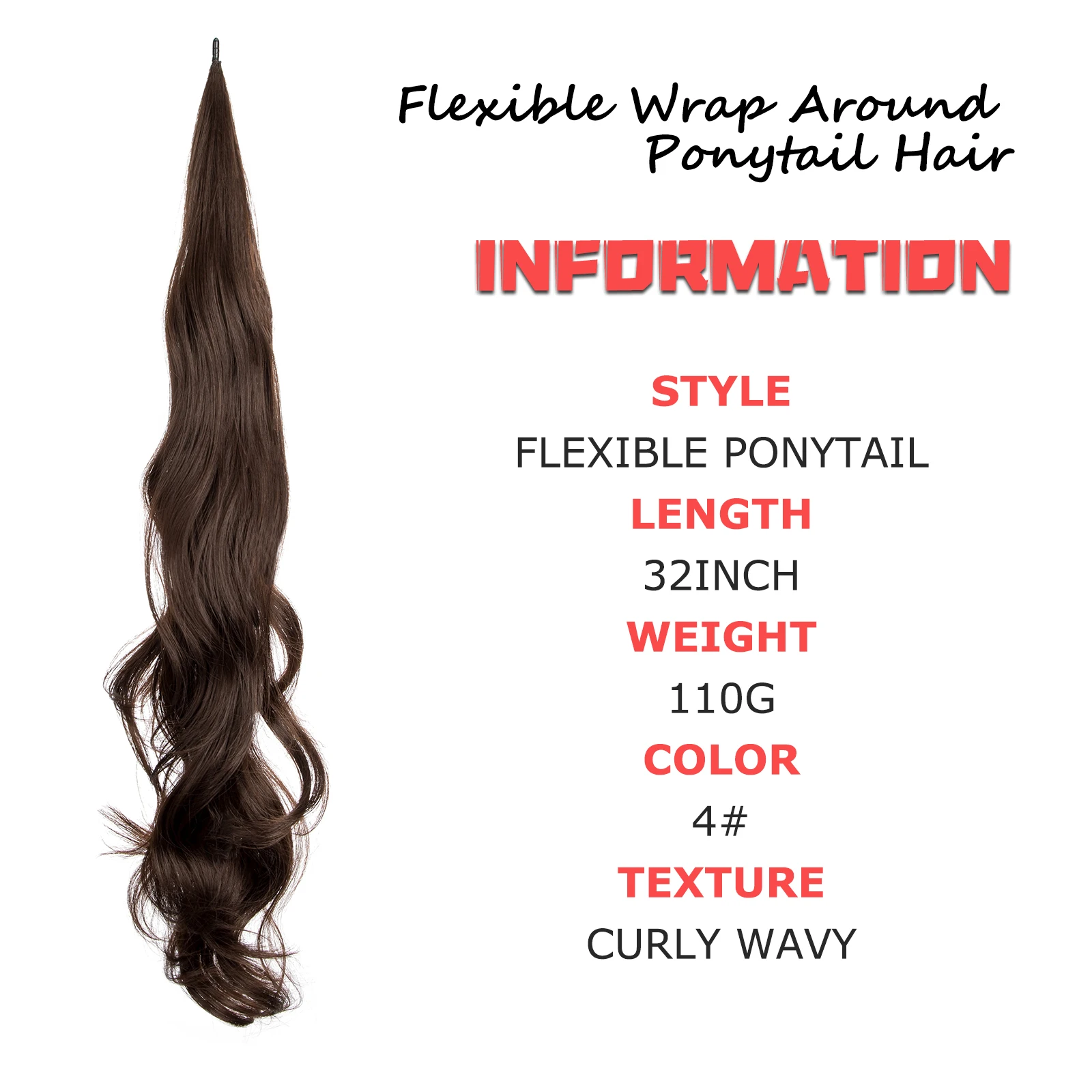 32 Inch Extensions Long Curly Synthetic Ponytail Wavy Pretty Hair Ponytails Hairpieces For Women Daily Use