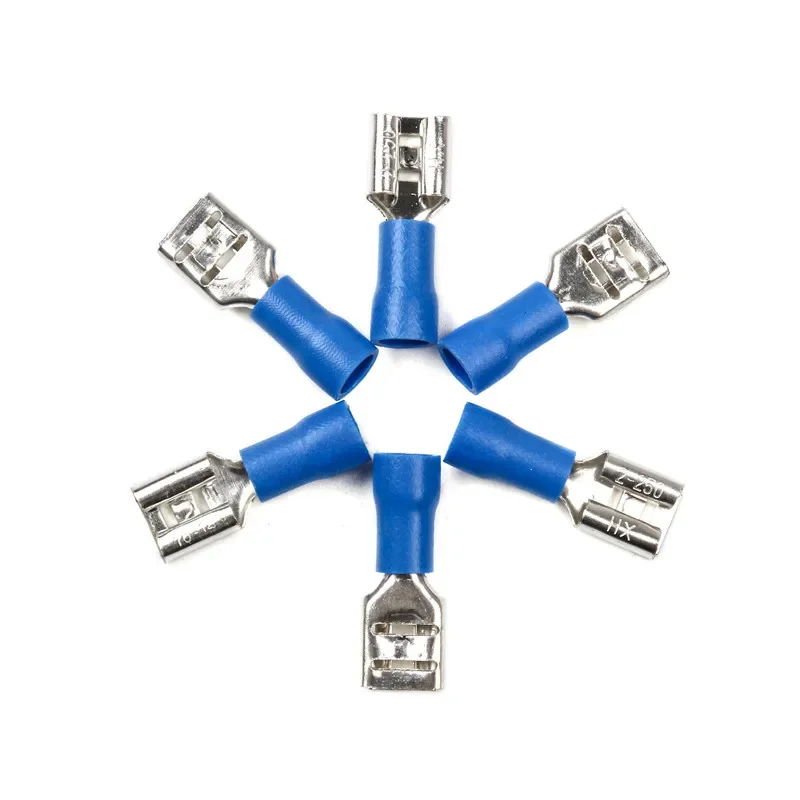 10-100pcs Female Crimp Terminal 2.8mm 4.8mm 6.3mm Insulated Spade Wire Connector Electrical Wiring Cable Plug Red Blue Yellow