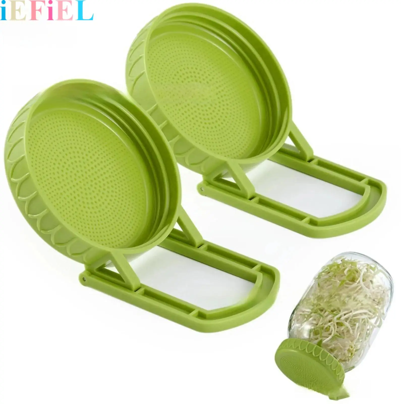 

Wide Mouth Mason Jars Sprouting Lid Plastic Cover Cap with Draining Stand Germination Kit for Grow Bean Sprouts Broccoli Seeds