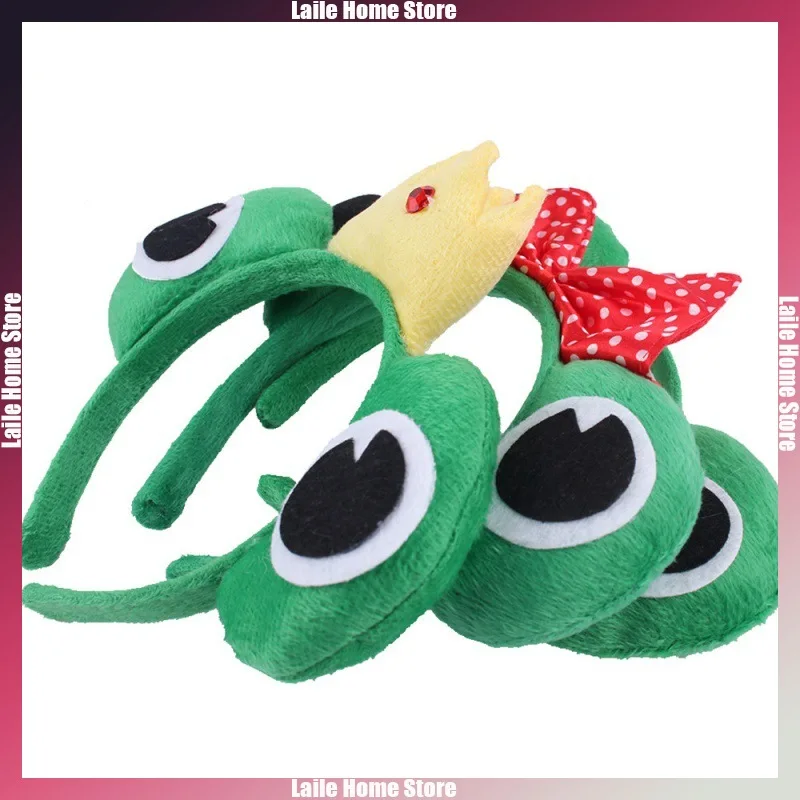 4pcs Cartoon Frog Headwear Gloves Bowtie Set Cute Animal Cosplay Decor Prop Accessories Boy Girl Party Holiday Carnival Dress Up