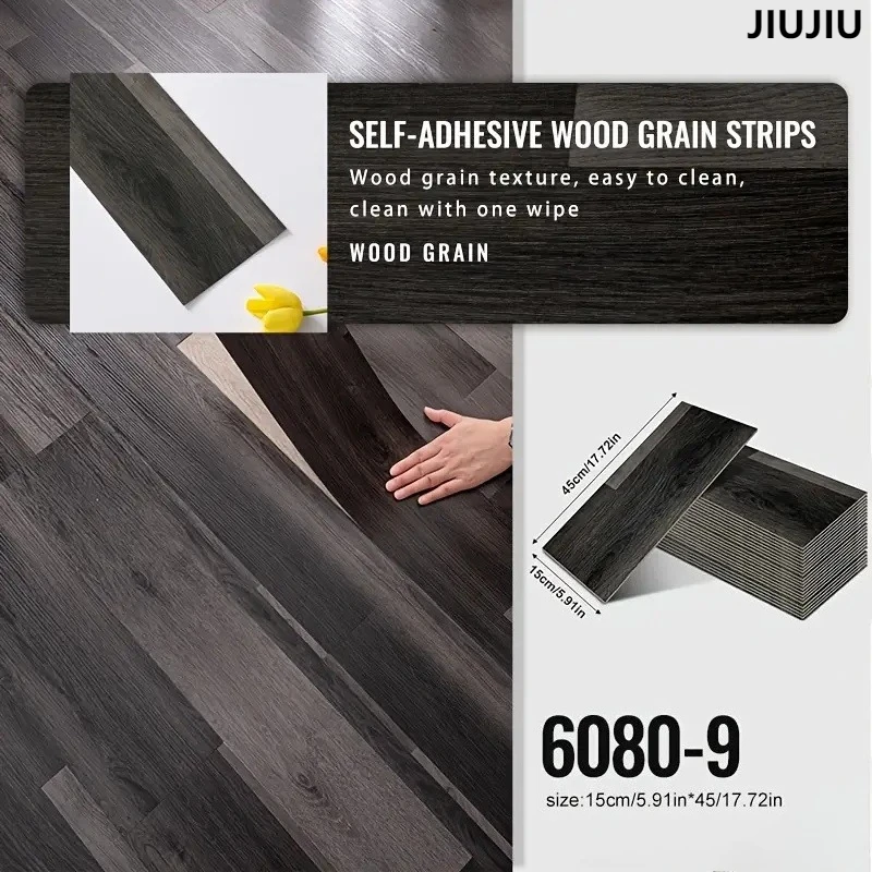 15x45cm Wood Grain Stripe Self-adhesive Floor Stickers Peelable and Sticky Back Self-adhesive Wall Stickers Home Decoration