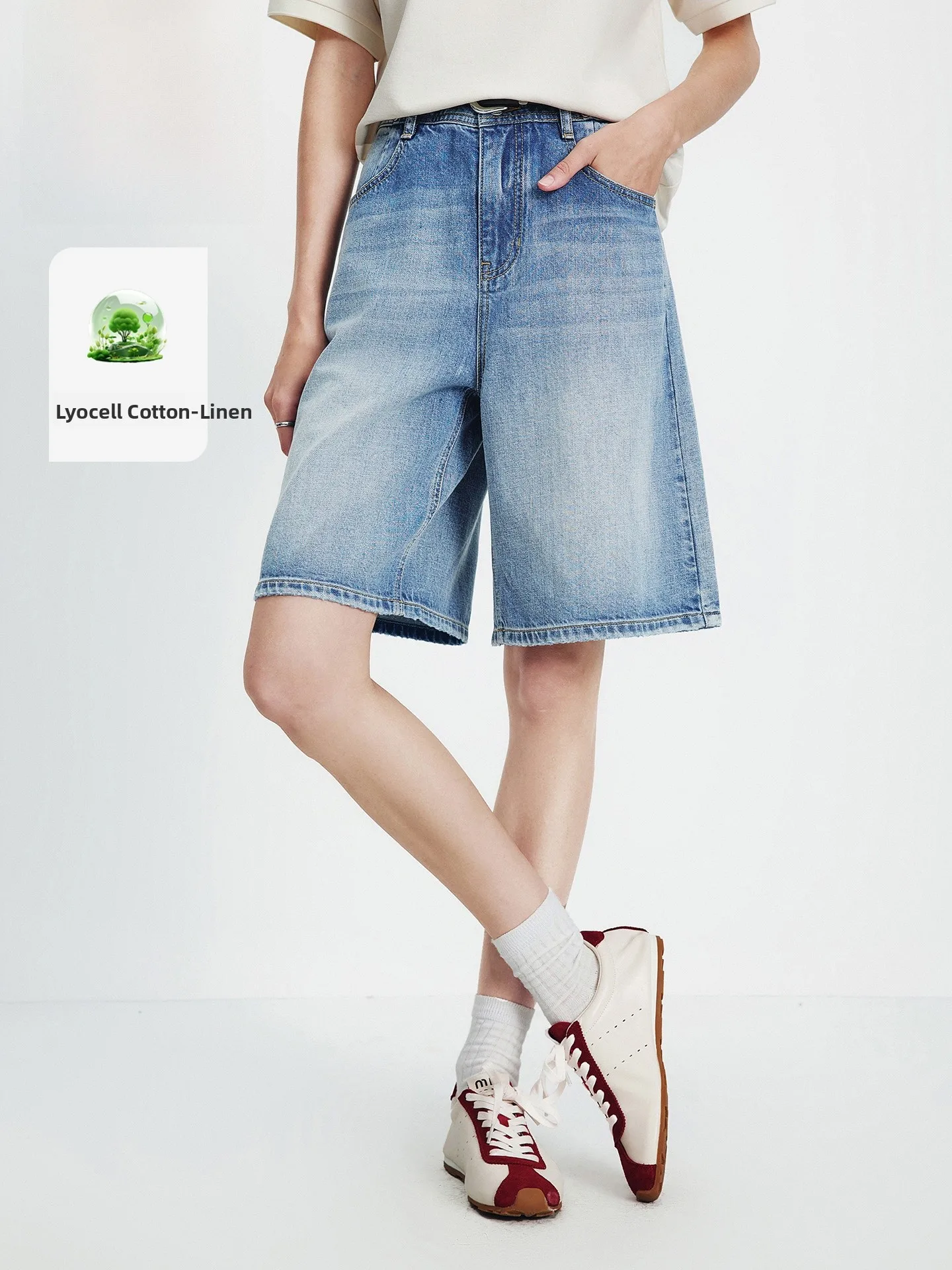 

Navigare Vintage Sle Women's Jeans Casual Waed Five ket Denim Spring 2026 l Waist American Retro A-Line Jeans