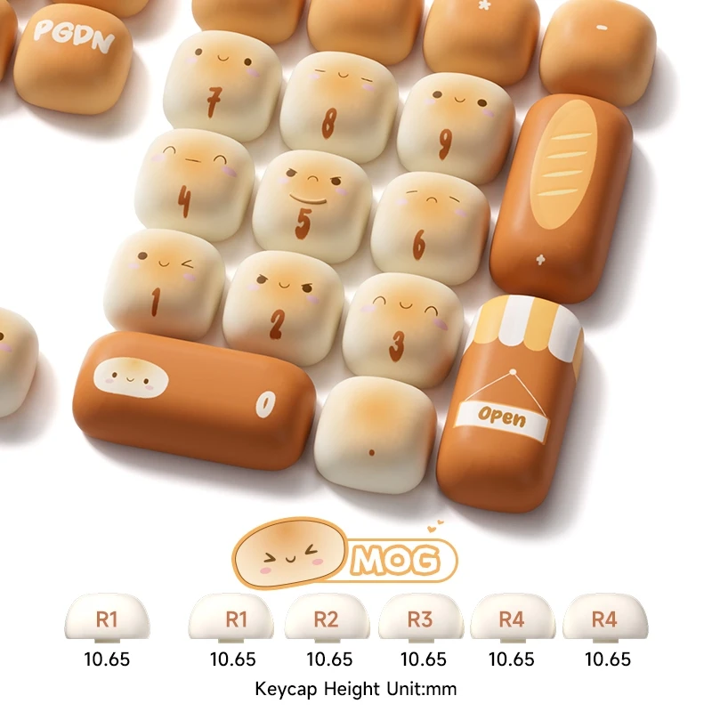 Imagem -03 - Akko-original Cute Theme Keycaps Grupo Mog Moa Mao Perfil Pbt 5-side Dye-sub Ansi Layout Iso Menina Round Bun Presente