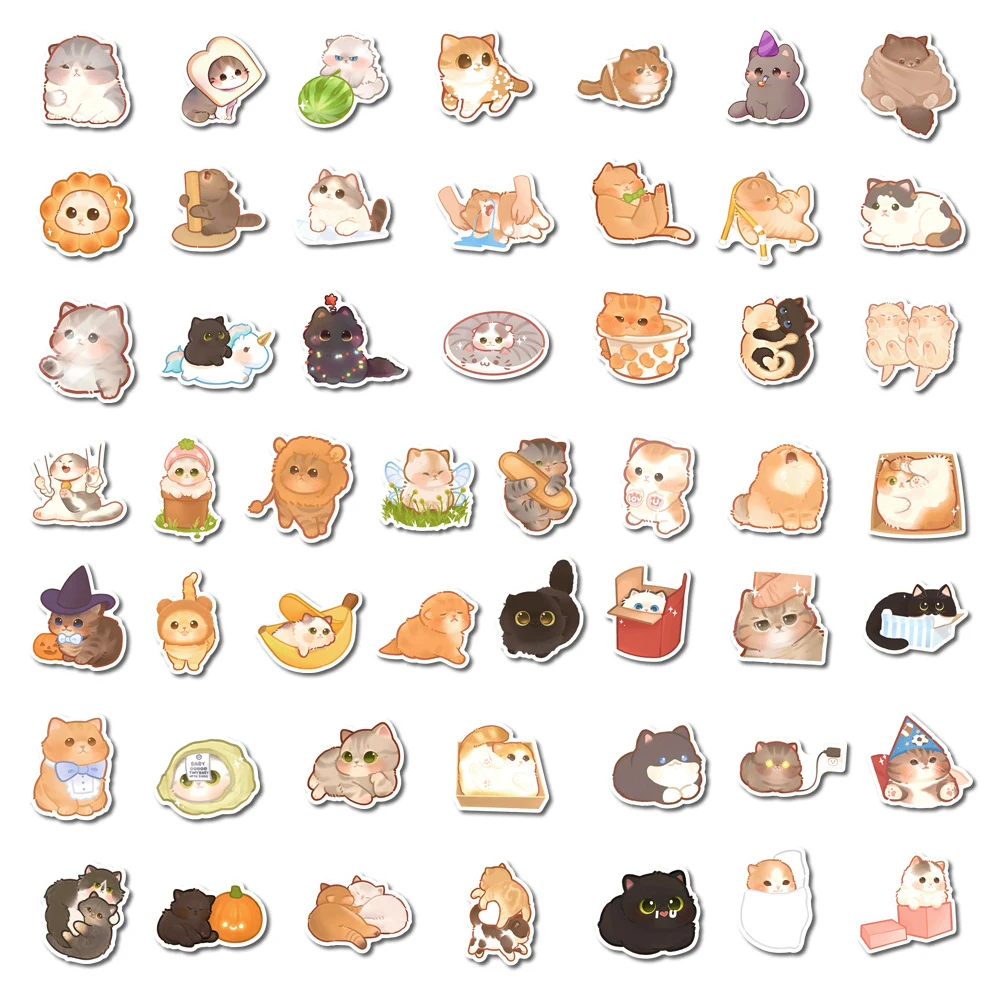 10/30/50/100pcs Funny Cute Animal Cat Cartoon Stickers Laptop Scrapbook Phone Suitcase Diary Decoration Sticker Decal Kids Toy