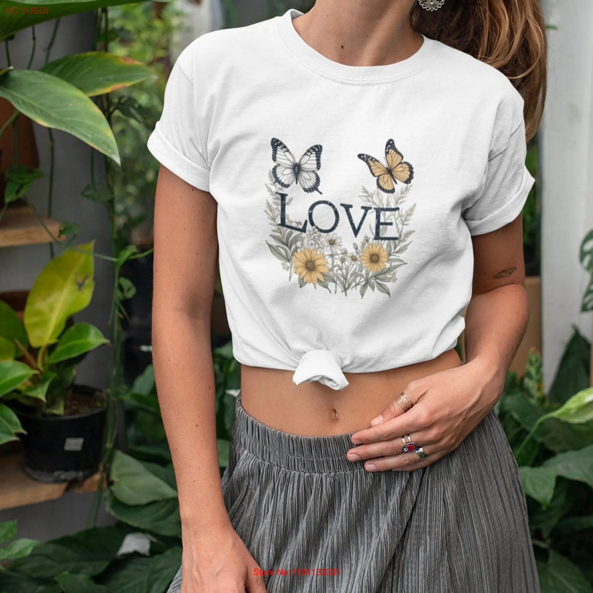 Butterflies Wildflowers Love T Shirt Soft Lightweight and Dreamy Great Idea Nature Womens long or short sleeves