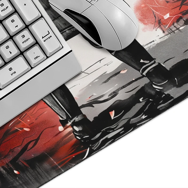 Mouse Pad Gaming Ink Torii Samurai printon demand Custom Mousepad XXL Desk Mats Non-Slip Natural Rubber Office Desktop Mouse Pad