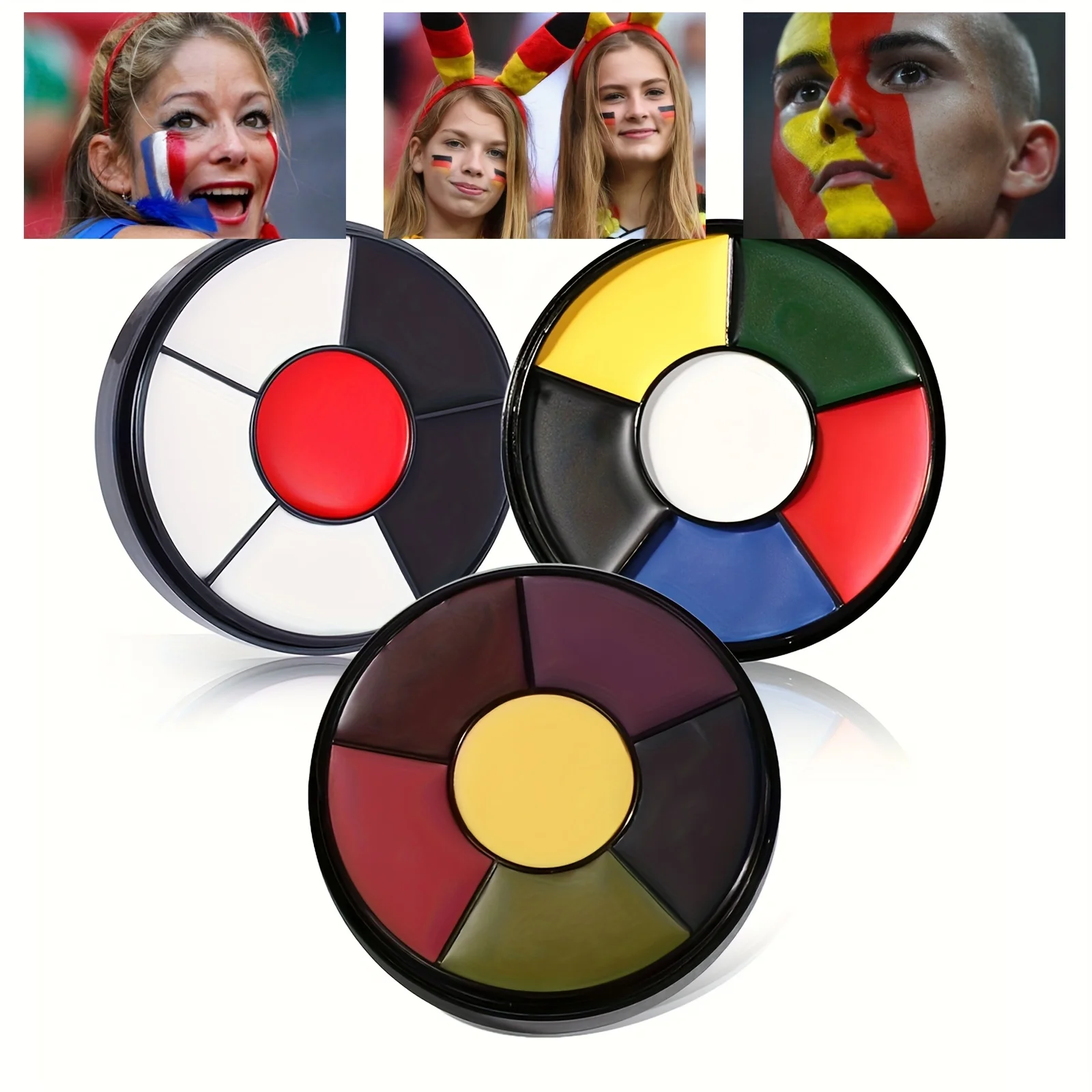 Multicolor Face Body Paint Palette, 6 Vibrant Colors Long-Lasting for Paris Halloween, Football Parties, Sport fans & Brithday,