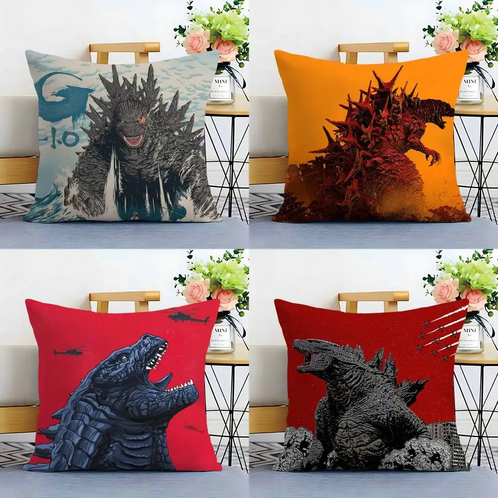 كول G-G-GoDZillAS فيلم كيس وسادة نسيج قطيفة لينة مزدوجة الوجهين طباعة غطاء وسادة أريكة رمي وسادة تغطي