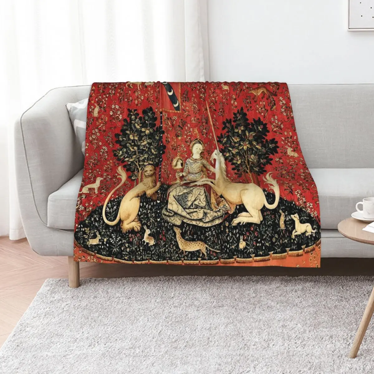 The Lady and the Unicorn: ?? Mon Seul D??sir - Sight Throw Blanket Soft Comfort Blanket for Reading Watching TV