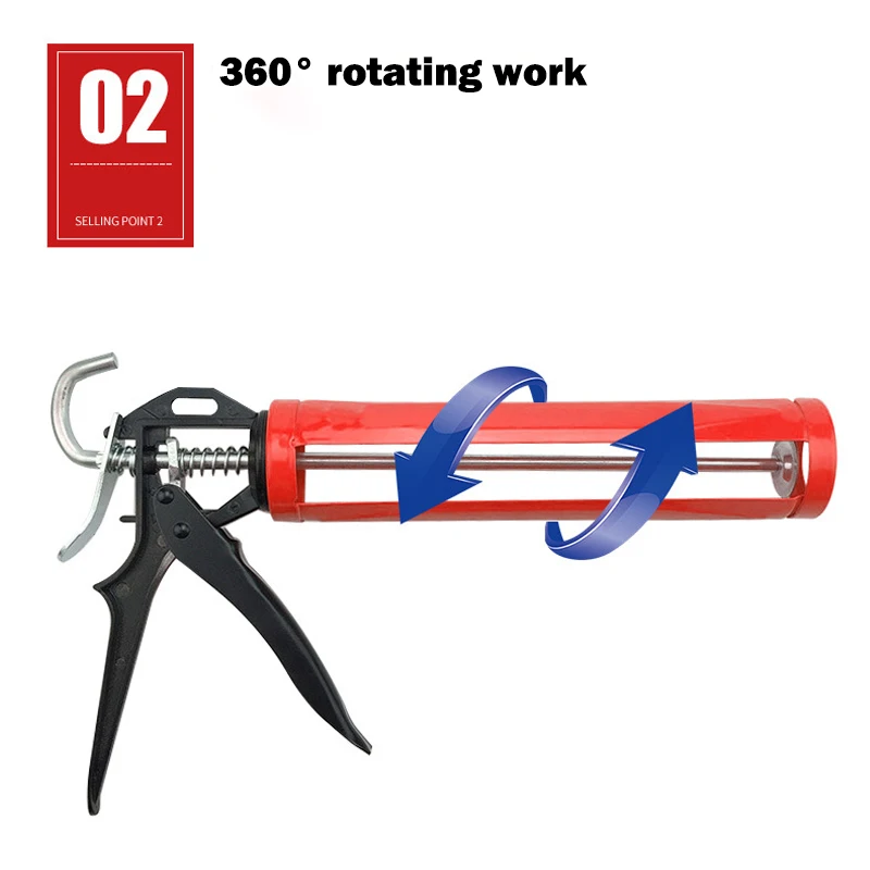 360° Rotating Glass Glue Gun Multi-function Manual Caulking Guns Glue Seals for Doors and Windows Silicone Filling Hand Tools