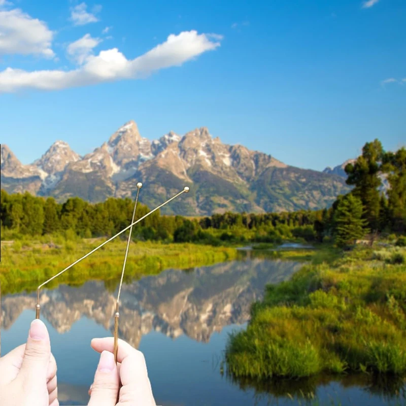 قضبان التغطيس النحاسية للكشف عن المعادن، قضيب التوصيل النحاسي النقي بنسبة 99.9% لتتبع الطاقة الروحية قطعتان (تتضمن 1 بندول)