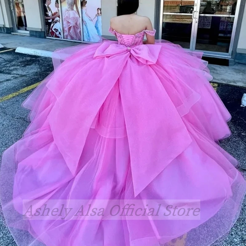 Customized Quinceanera Dresses for 15 16 Year 2025 Off the Shoulder Beads Crystal Bow Long 14th Party Dress Prom Pageant Wear