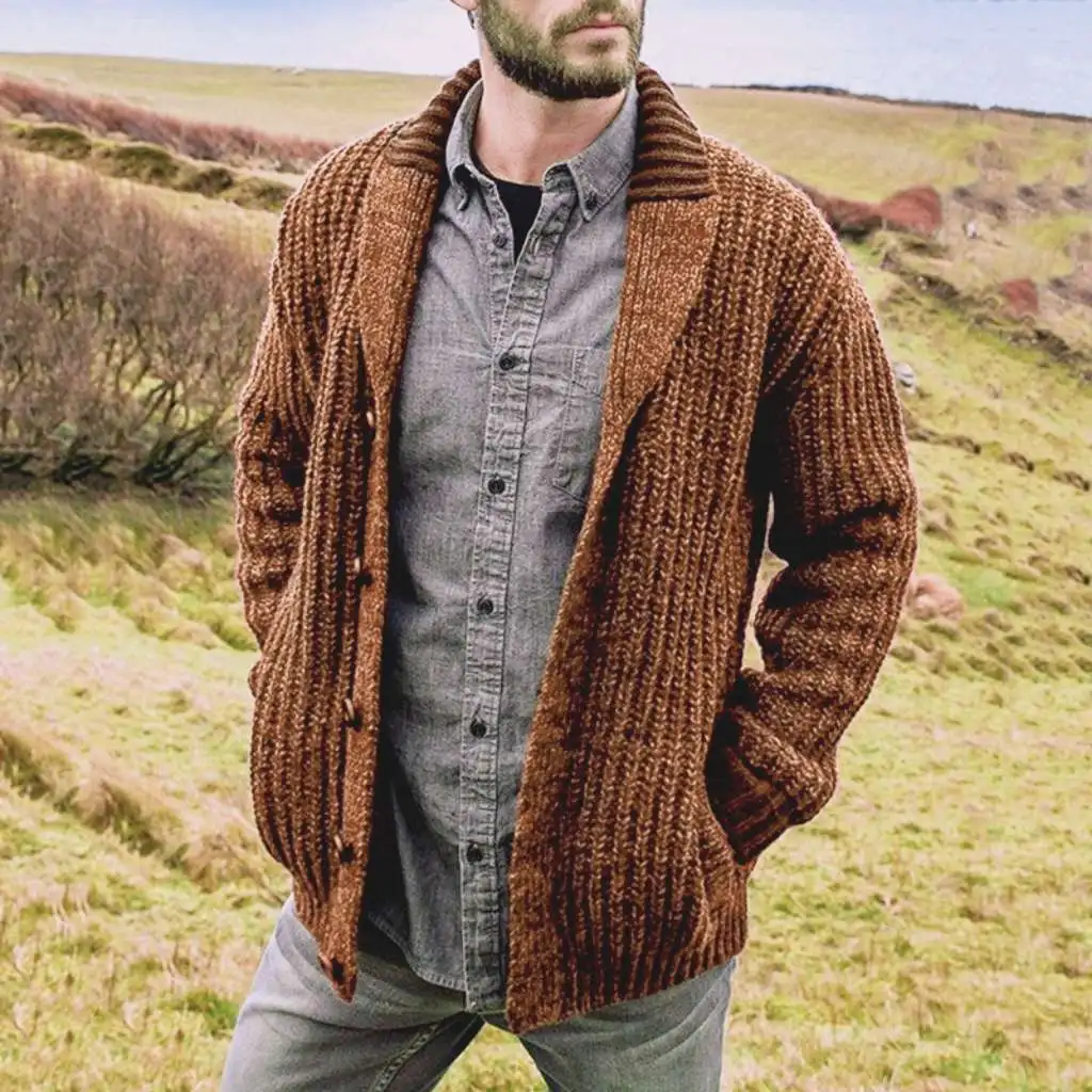 

Jacket Autumn Fashion Men's Lapel Knit Cardigan Coat