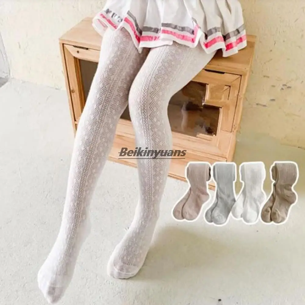 New thin cotton solid mesh pantyhose for children in summer, leggings for children and mosquito-proof socks for girls.