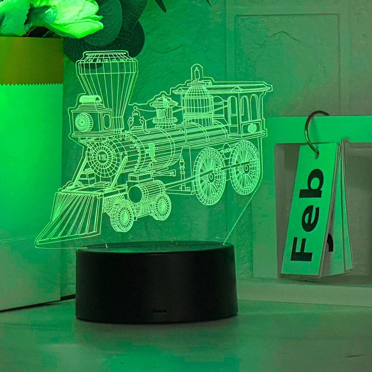 

Паровой автомобиль сенсорный семь цветов 3D ночник, креативный рабочий стол, атмосферный свет в спальне, свет для украшения комнаты, новый свет