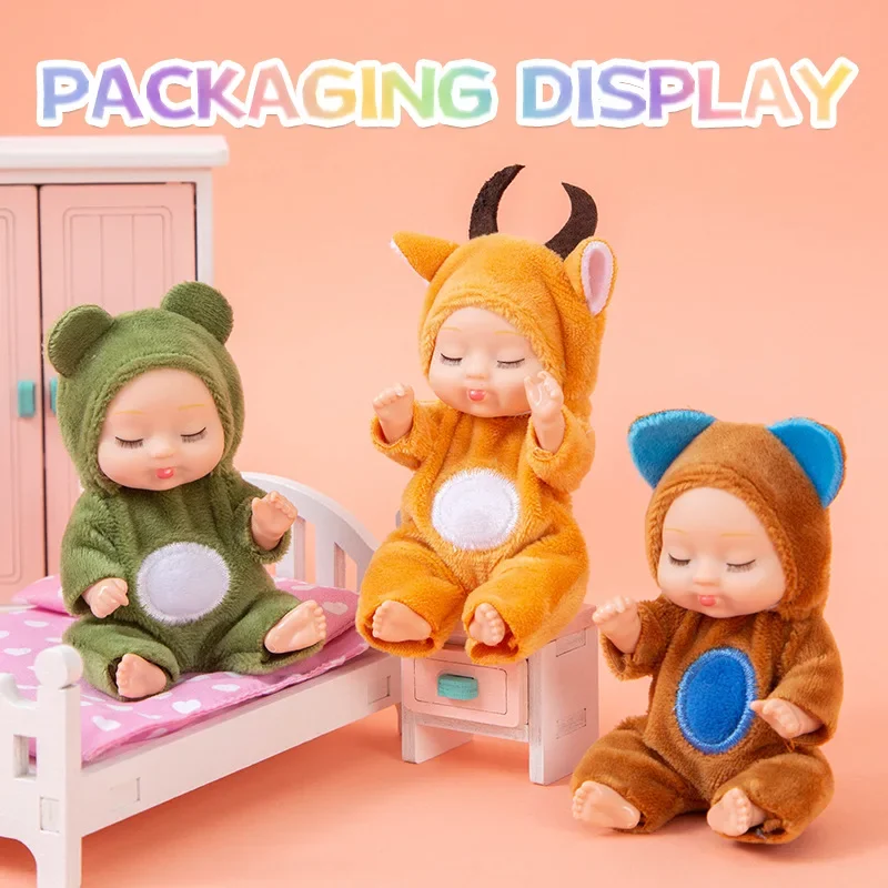 6pcs/set Mini Sleeping Mini Reborn Dolls Children Cute Baby Dolls Boys Girls Reborn Adorable Toys Simulation Princess Toy