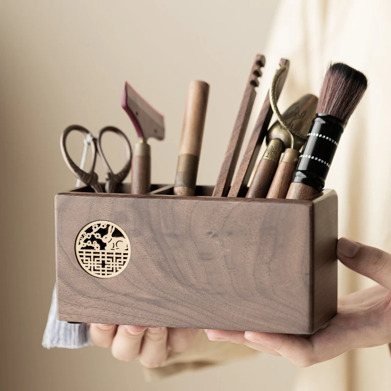 

Chinese walnut alloy tea ceremony six gentlemen set household kung fu tea set accessories high-end light luxury tea making tools