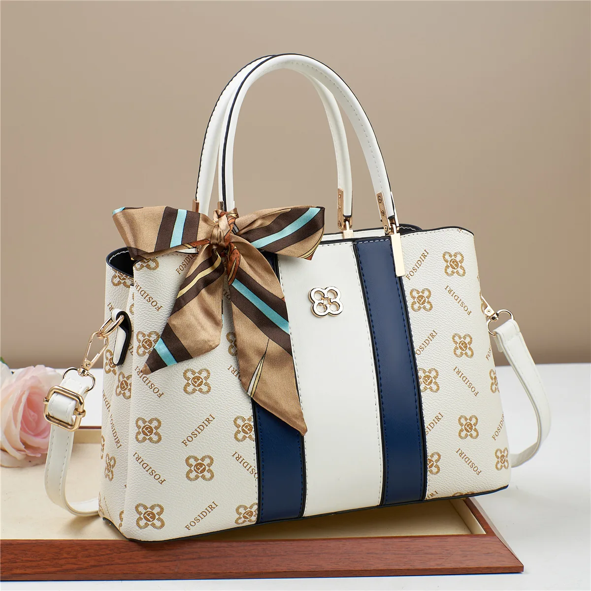 Nuevo bolso de mano para mujer, bolso de hombro para mujer, bolso de cubo portátil de PU con patrón de lichi, bolso de mensajero para mujer