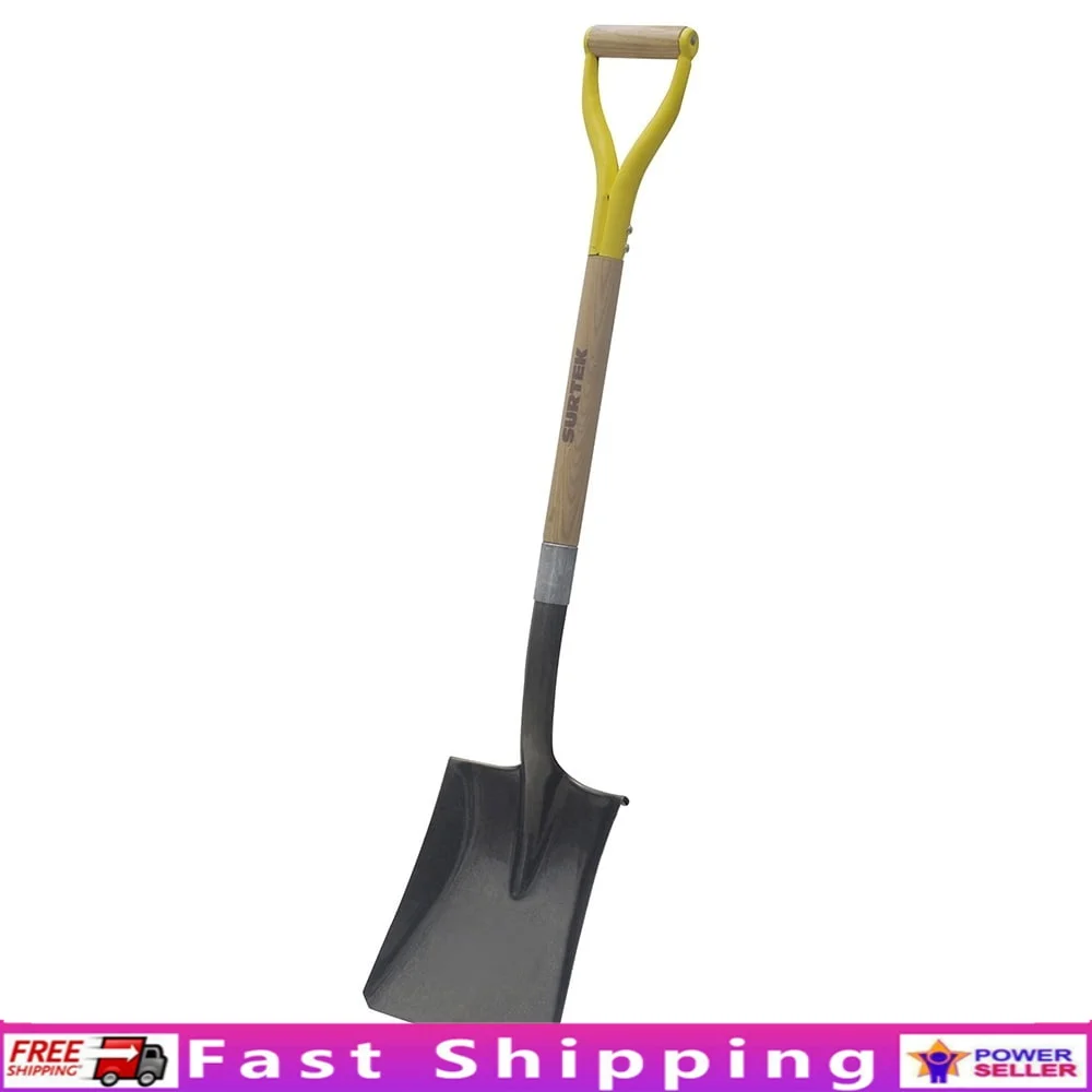 

High Carbon Steel Square Shovel with Metal Grip Double Heat Treatment Reinforced Blade Backwards Bent Steps Better Support