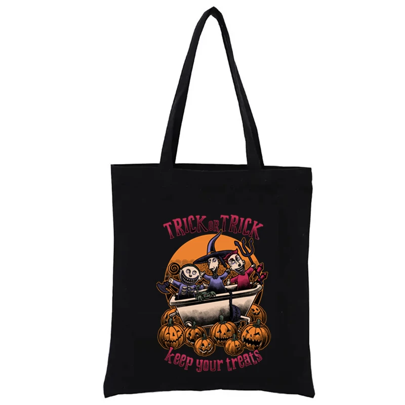 

Halloween Kids Trick or Treat - Animation Parody Graphic Shopping Bags Funny Tote Bag Women's Handbags Fashion Casual Totes Eco