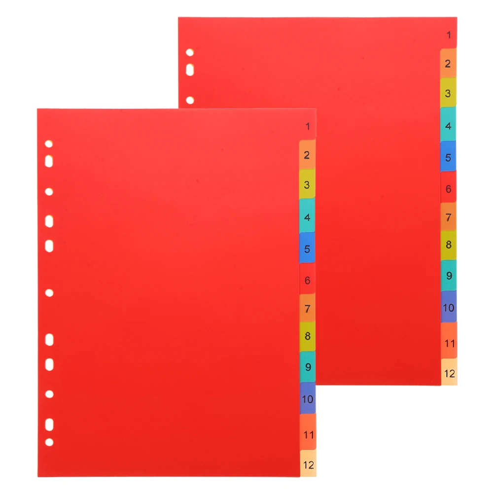 

2 Sets Index Page Divider Board 11 Holes A4 Plastic Dividers Cute Binder Accessories Recipe Classified Labels Detachable Punched